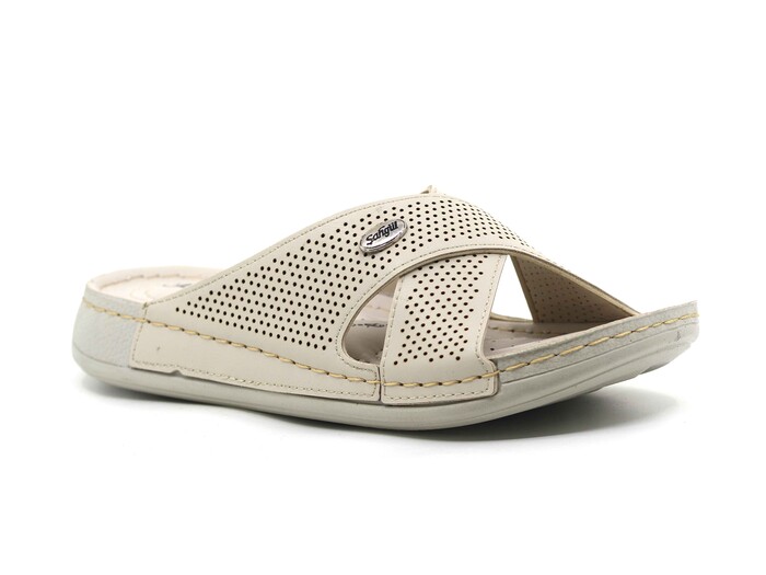 Şahgül Zenne 5302 Çapraz Lazerli Monta Günlük Terlik Bej - Şahgül