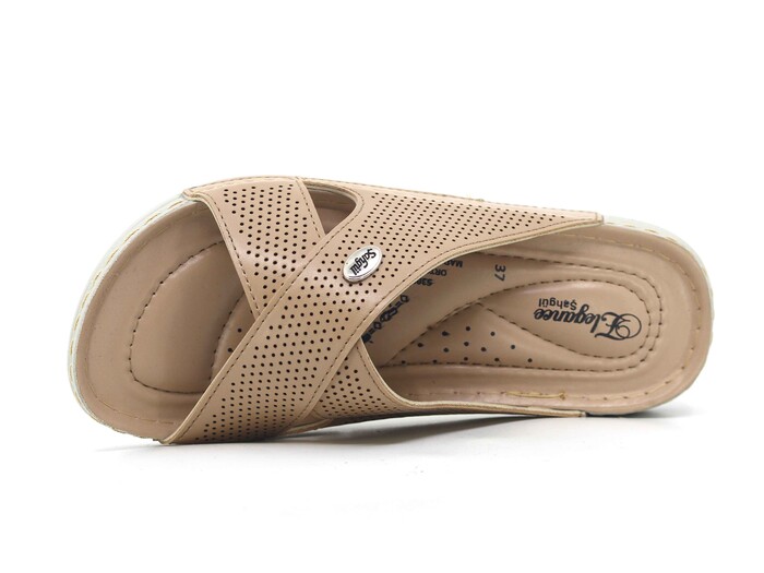 Şahgül Zenne 5302 Çapraz Lazerli Monta Günlük Terlik Nude - Şahgül (1)