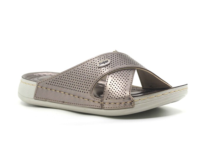 Şahgül Zenne 5302 Çapraz Lazerli Monta Günlük Terlik Platin - Şahgül