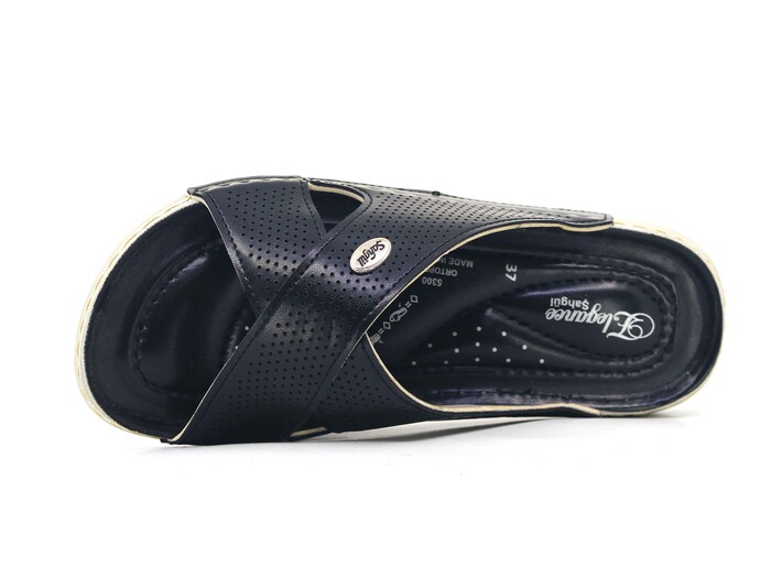 Şahgül Zenne 5302 Çapraz Lazerli Monta Günlük Terlik Siyah - Şahgül (1)