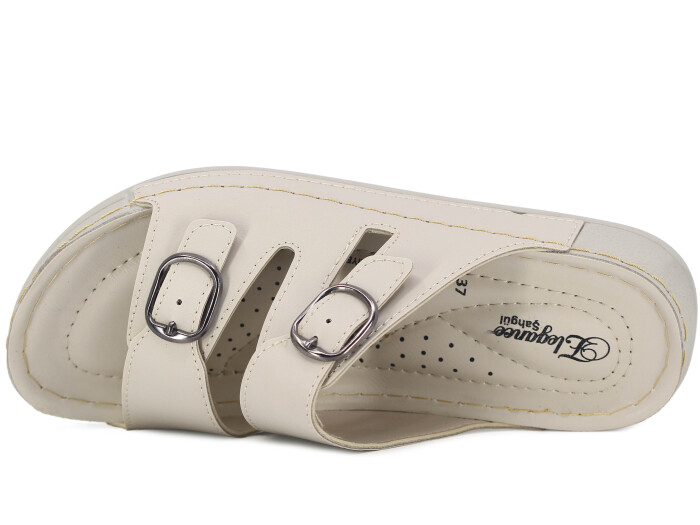 Şahgül Zenne 5303 Çift Toka Monta Günlük Terlik Bej - 2