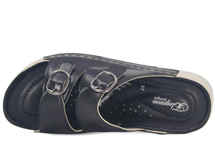 Şahgül Zenne 5303 Çift Toka Monta Günlük Terlik Siyah - 2