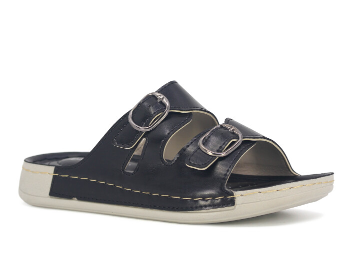 Şahgül Zenne 5303 Çift Toka Monta Günlük Terlik Siyah - 1