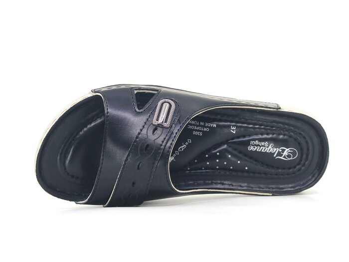 Şahgül Zenne 5305 Tokalı Monta Günlük Terlik Siyah - 2