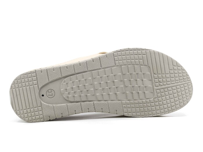 Şahgül Zenne 5502 Çapraz Geçmeli Monta Günlük Terlik Bej - 3