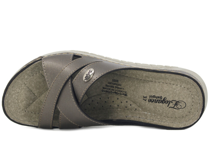 Şahgül Zenne 5502 Çapraz Geçmeli Monta Günlük Terlik Platin - Şahgül (1)