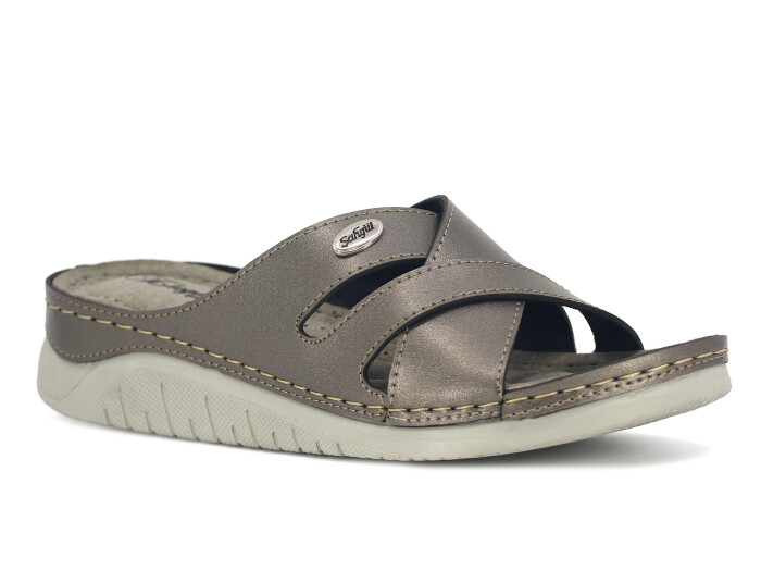 Şahgül Zenne 5502 Çapraz Geçmeli Monta Günlük Terlik Platin - Şahgül