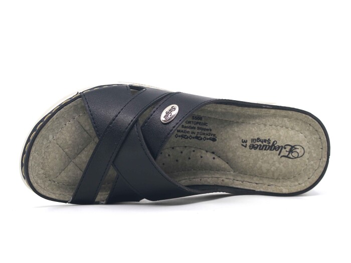 Şahgül Zenne 5502 Çapraz Geçmeli Monta Günlük Terlik Siyah - Şahgül (1)