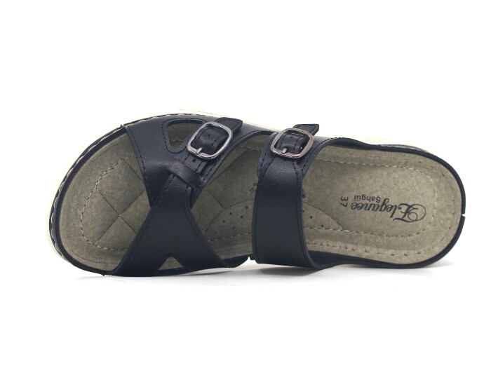 Şahgül Zenne 5503 Geçmeli Çift Toka Monta Günlük Terlik Siyah - Şahgül (1)