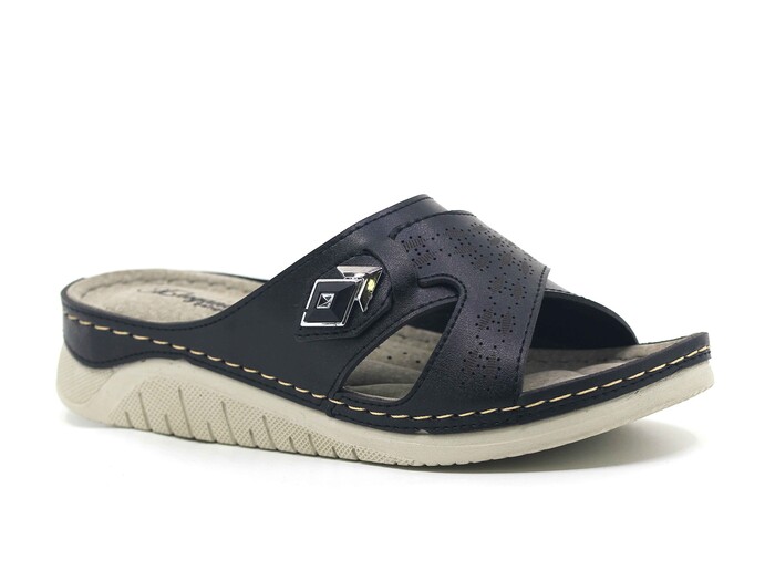 Şahgül Zenne 5506 Lazerli Monta Günlük Terlik Siyah - Şahgül