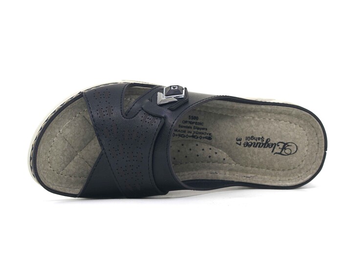 Şahgül Zenne 5506 Lazerli Monta Günlük Terlik Siyah - Şahgül (1)