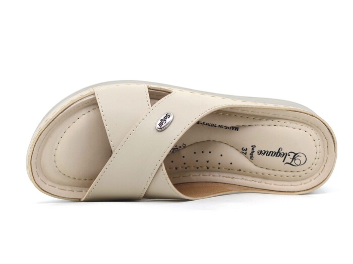 Şahgül Zenne 5702 Çapraz Monta Günlük Terlik Bej - 2