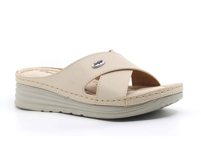 Şahgül Zenne 5702 Çapraz Monta Günlük Terlik Bej - Şahgül