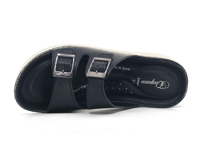 Şahgül Zenne 5703 Çift Toka Monta Günlük Terlik Siyah - Şahgül (1)