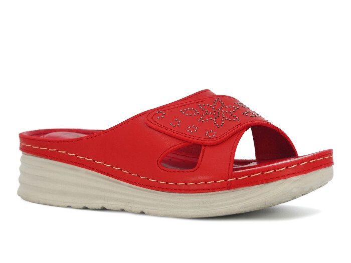 Şahgül Zenne 5706 Lazerli Çiçekli Monta Günlük Terlik Kırmızı - 1