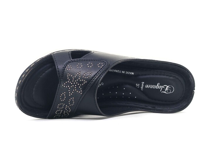 Şahgül Zenne 5706 Lazerli Çiçekli Monta Günlük Terlik Siyah - Şahgül (1)