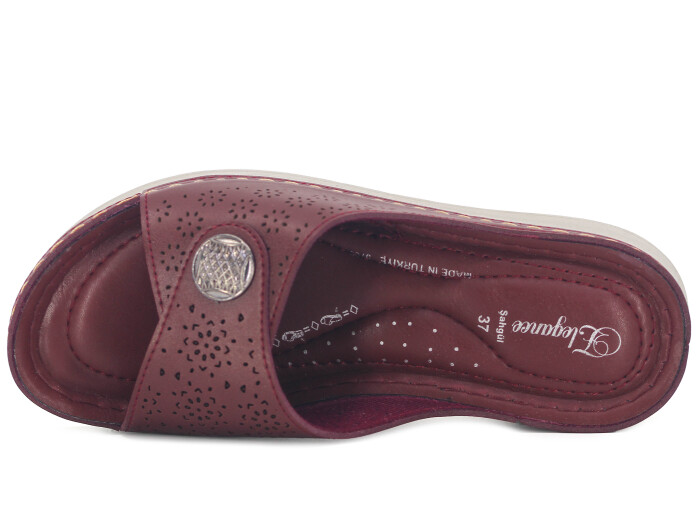 Şahgül Zenne 5707 Lazerli Monta Kutulu Günlük Terlik Bordo - Şahgül (1)