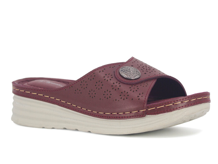 Şahgül Zenne 5707 Lazerli Monta Kutulu Günlük Terlik Bordo - Şahgül