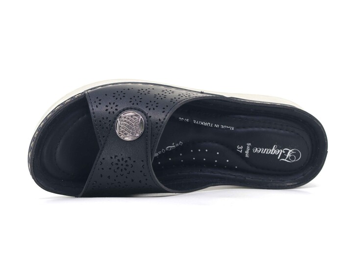 Şahgül Zenne 5707 Lazerli Monta Kutulu Günlük Terlik Siyah - 2