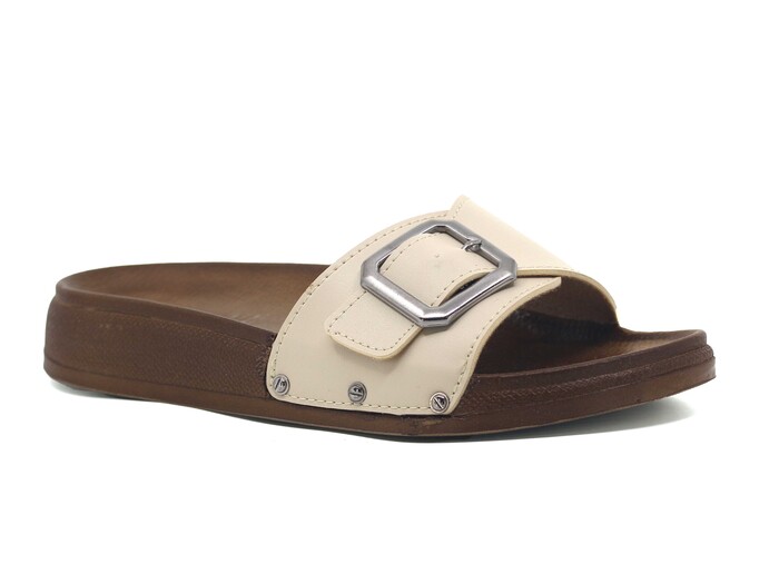 Şahgül Zenne 7301 Tek Toka Monta Kutulu Günlük Terlik Bej - Şahgül