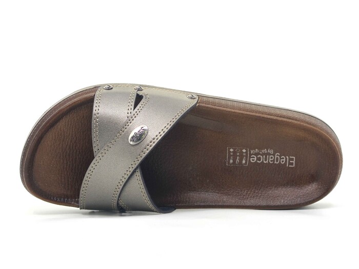 Şahgül Zenne 7302 Çapraz Monta Kutulu Günlük Terlik Platin - Şahgül (1)