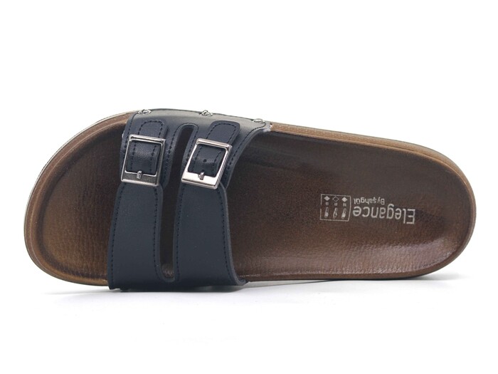 Şahgül Zenne 7303 Çift Toka Monta Kutulu Günlük Terlik Siyah - Şahgül (1)