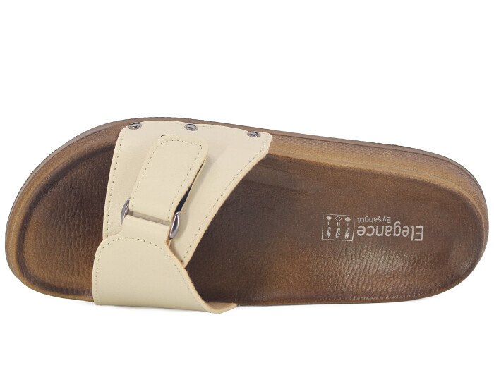 Şahgül Zenne 7304 Cırtlı Monta Kutulu Günlük Terlik Bej - Şahgül (1)