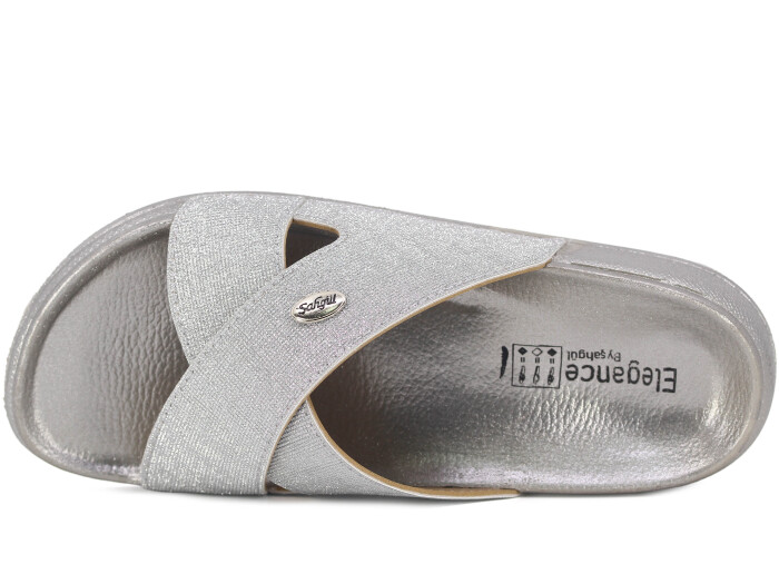 Şahgül Zenne 7322 Çapraz Monta Kutulu Günlük Terlik Gümüş - Şahgül (1)