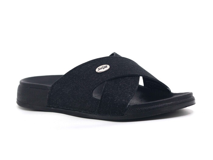 Şahgül Zenne 7322 Çapraz Monta Kutulu Günlük Terlik Siyah 