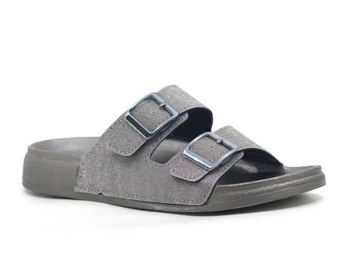 Şahgül Zenne 7324 Monta Çift Toka Kutulu Günlük Terlik Platin - 1