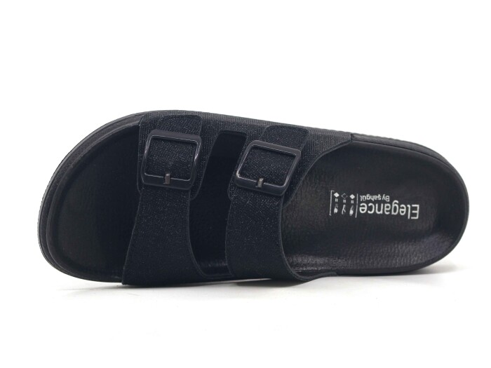 Şahgül Zenne 7324 Monta Çift Toka Kutulu Günlük Terlik Siyah - Şahgül (1)