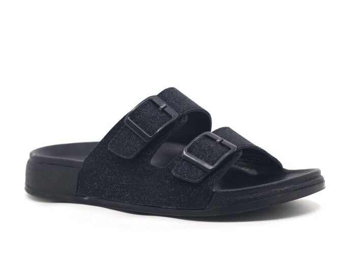 Şahgül Zenne 7324 Monta Çift Toka Kutulu Günlük Terlik Siyah - Şahgül