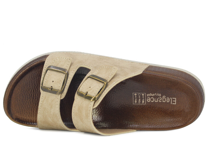 Şahgül Zenne 7325 Monta Çift Toka Kutulu Günlük Terlik Bej - 2