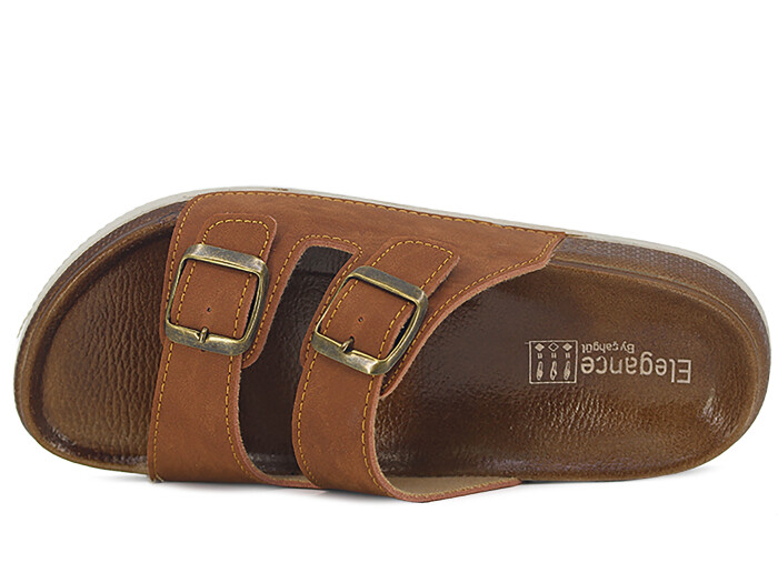 Şahgül Zenne 7325 Monta Çift Toka Kutulu Günlük Terlik Taba - 2