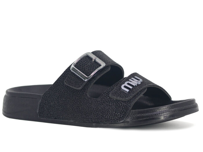 Şahgül Zenne 7326 Monta Çift Bant Tokalı Kutulu Günlük Terlik Siyah - 1