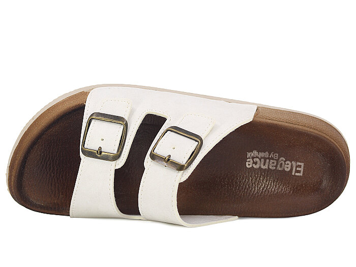 Şahgül Zenne 7354 Monta Çift Toka Kutulu Günlük Terlik Beyaz - Şahgül (1)