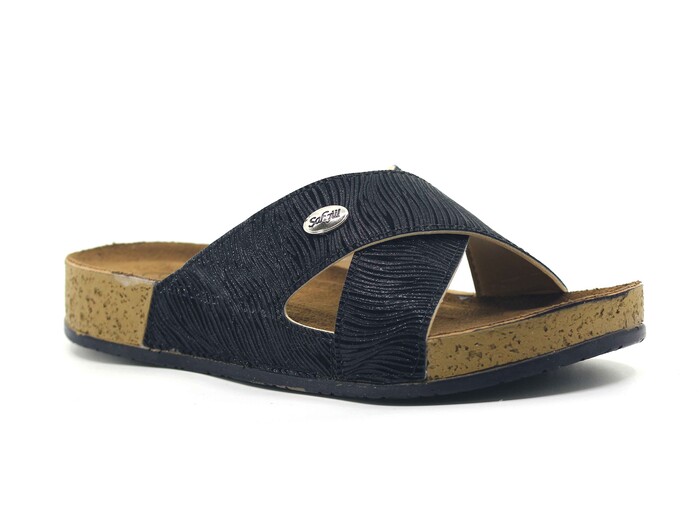 Şahgül Zenne 7422 Çapraz Monta Kutulu Günlük Terlik Siyah - Şahgül