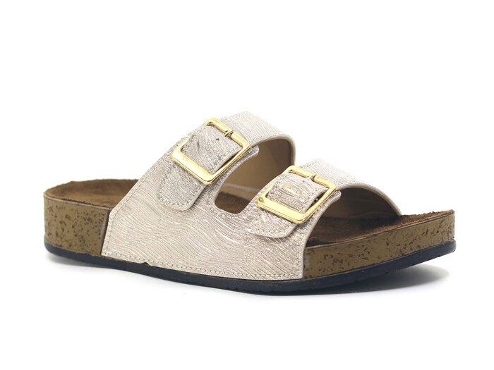 Şahgül Zenne 7424 Çift Toka Monta Kutulu Günlük Terlik Altın - 1