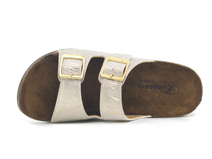 Şahgül Zenne 7424 Çift Toka Monta Kutulu Günlük Terlik Altın - 2