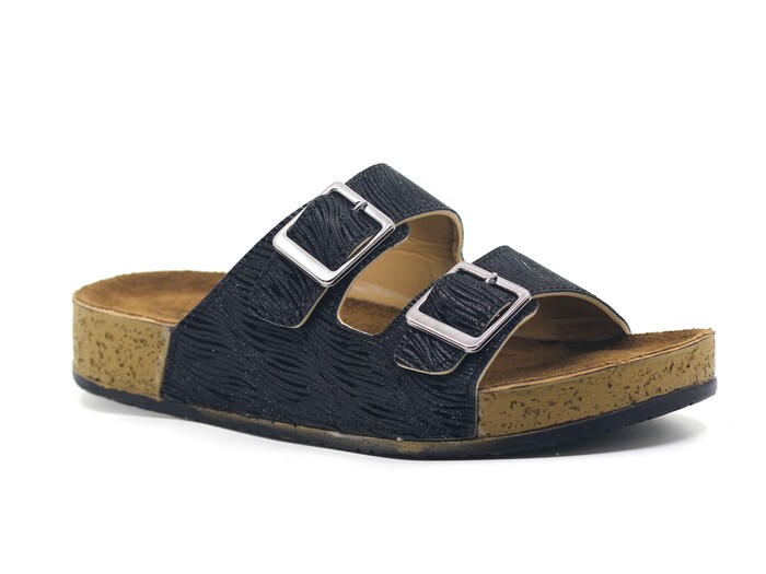 Şahgül Zenne 7424 Çift Toka Monta Kutulu Günlük Terlik Siyah - 1