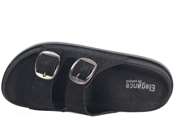 Şahgül Zenne 7524 Çift Toka Monta Kutulu Günlük Terlik Siyah - Şahgül (1)