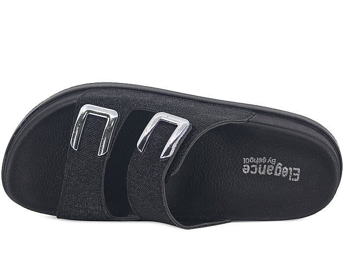 Şahgül Zenne 7528 Çift Toka Simli Monta Kutulu Günlük Terlik Siyah - Şahgül (1)