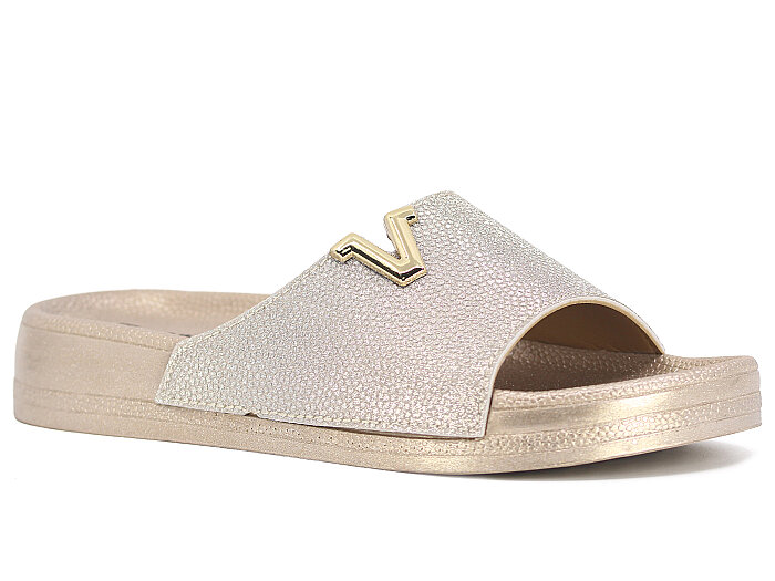 Şahgül Zenne 7623 Simli Monta Kutulu Günlük Terlik Altın - Şahgül