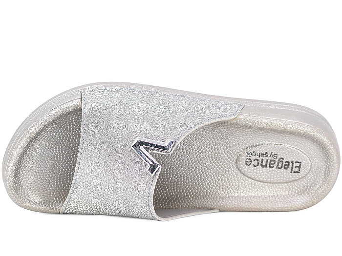 Şahgül Zenne 7623 Simli Monta Kutulu Günlük Terlik Gümüş - 2