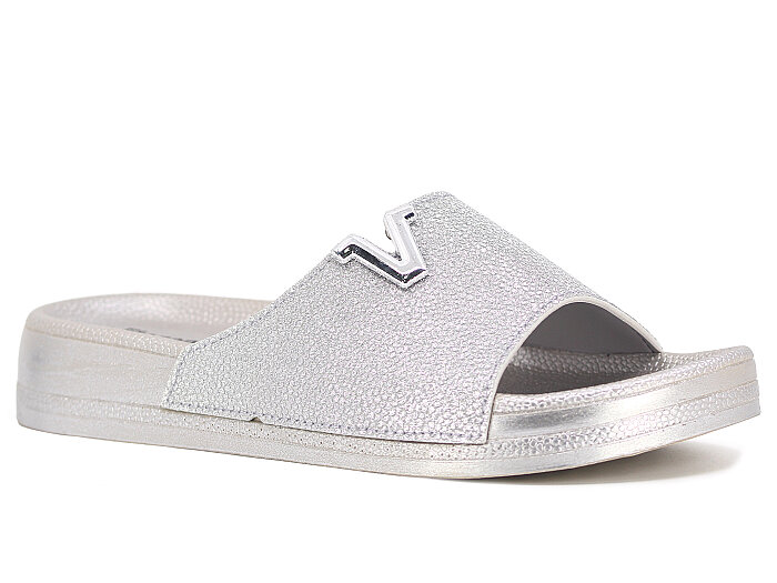 Şahgül Zenne 7623 Simli Monta Kutulu Günlük Terlik Gümüş - 1