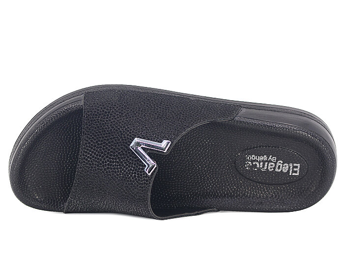 Şahgül Zenne 7623 Simli Monta Kutulu Günlük Terlik Siyah - Şahgül (1)