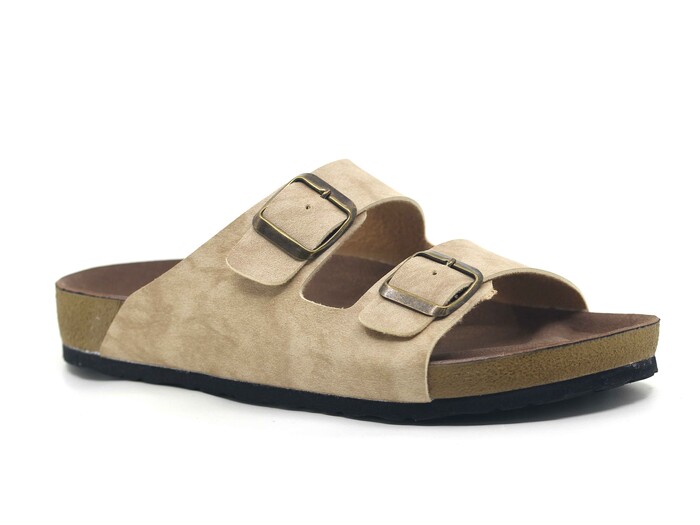 Şahgül Zenne 7652 Çift Toka Birken Kutulu Günlük Terlik Bej 