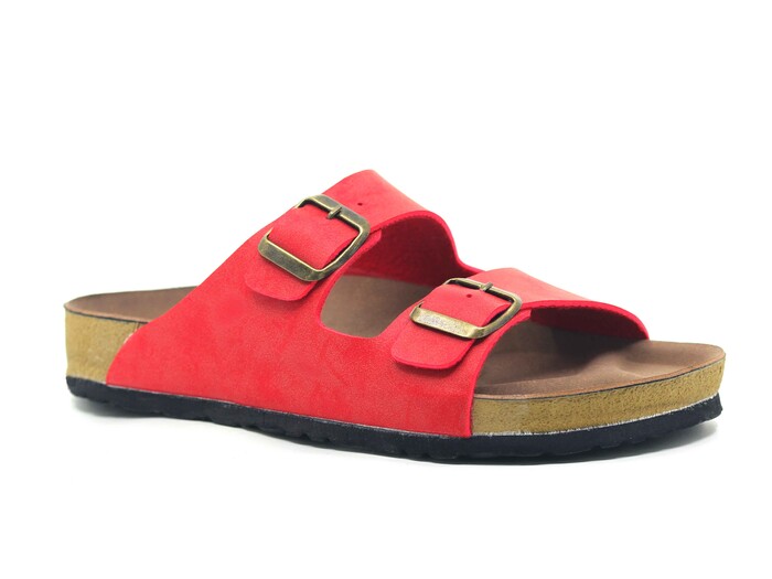 Şahgül Zenne 7652 Çift Toka Birken Kutulu Günlük Terlik Kırmızı - Şahgül