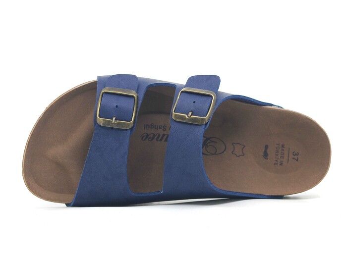 Şahgül Zenne 7652 Çift Toka Birken Kutulu Günlük Terlik Lacivert - 2