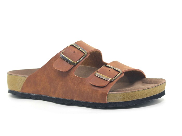 Şahgül Zenne 7652 Çift Toka Birken Kutulu Günlük Terlik Taba 